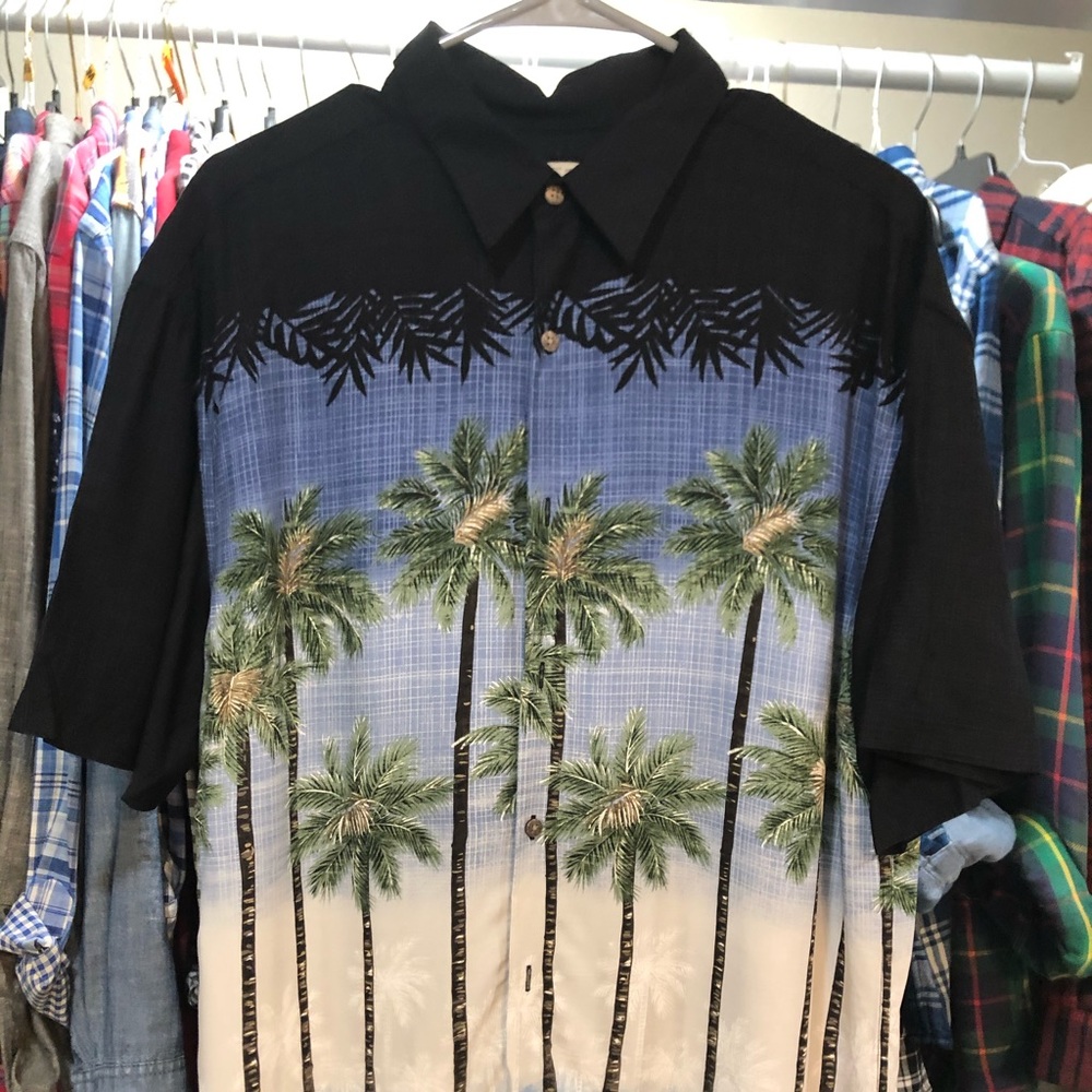 Island Shores Hawaiian Shirt Size L Rayon Vintage